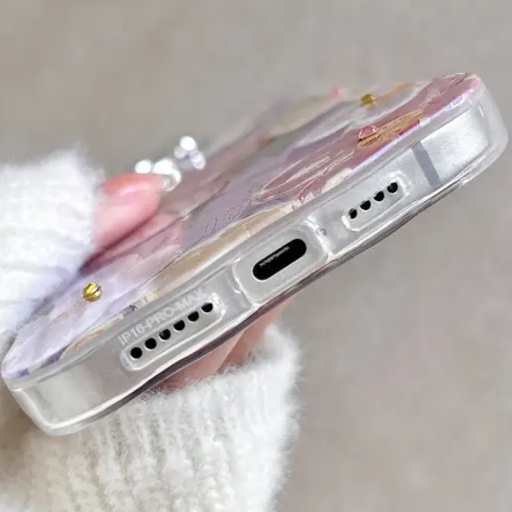 iPhone 15 Pro Max Floral Case Wavy Edges to Grip w/Stand & Embellished NWT NIB - Picture 3 of 6